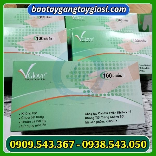 Găng tay y tế vglove latex không bột hộp 100 chiếc Găng tay y tế vglove latex không bột