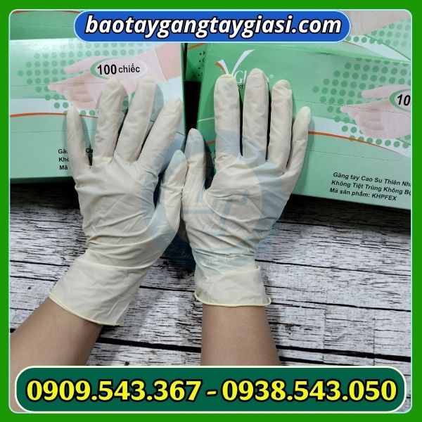 Găng tay y tế vglove latex không bột đeo ôm tay thao tác linh hoạt Găng tay y tế vglove latex không bột