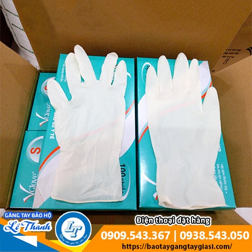 Găng tay y tế có bột mềm mại cổ tay se viền chống rách