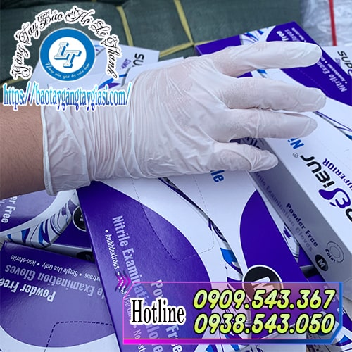 Găng tay y tế không bột không gây dị ứng da tay