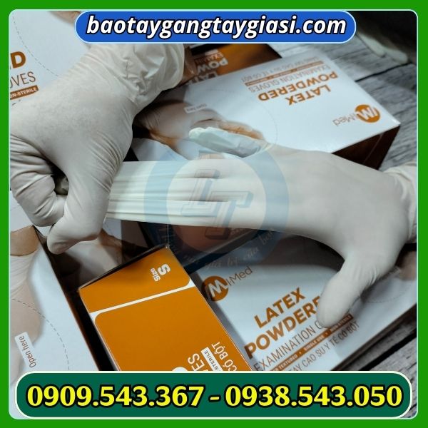 Găng tay y tế latex có bột co giãn tốt Găng tay y tế latex có bột
