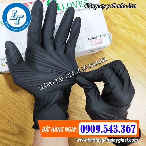 găng tay y tế màu đen có độ co giãn tốt găng tay y tế màu đen có độ co giãn tốt