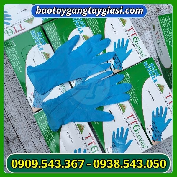 Găng tay y tế nitrile không bột màu xanh Găng tay y tế giá rẻ
