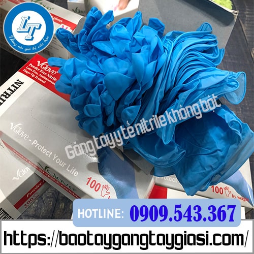Găng tay y tế nitrile màu xanh