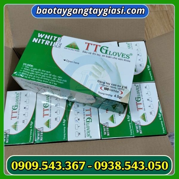 Găng tay y tế nitrile không bột màu trắng Găng tay y tế nitrile không bột màu trắng