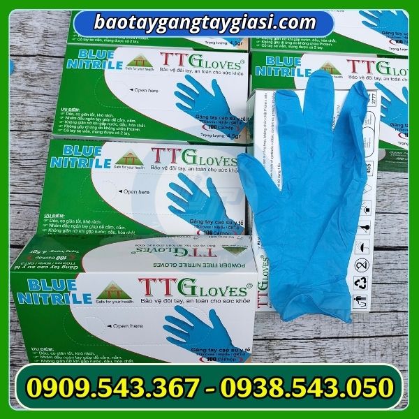 Găng tay y tế tt glove không bột màu xanh Găng tay y tế tt glove không bột màu xanh