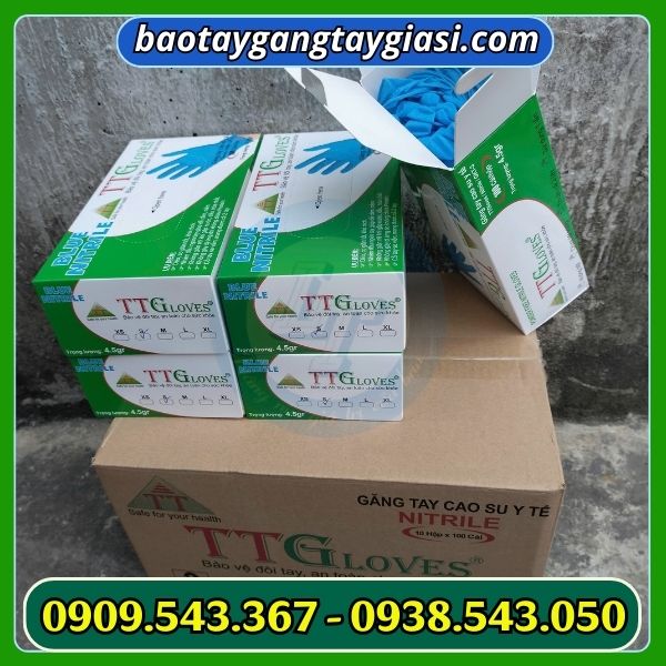 Găng tay y tế tt glove không bột màu xanh Găng tay y tế tt glove không bột màu xanh