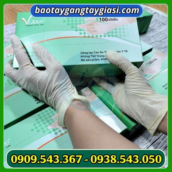 Găng tay y tế có bột màu trắng Găng tay y tế giá sỉ