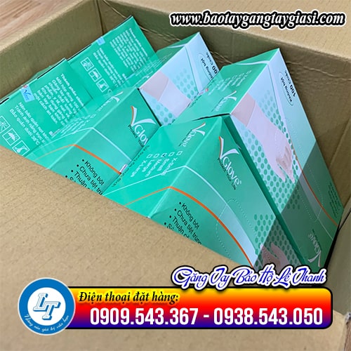 Găng tay y tế Vglove không bột 10 hộp thùng