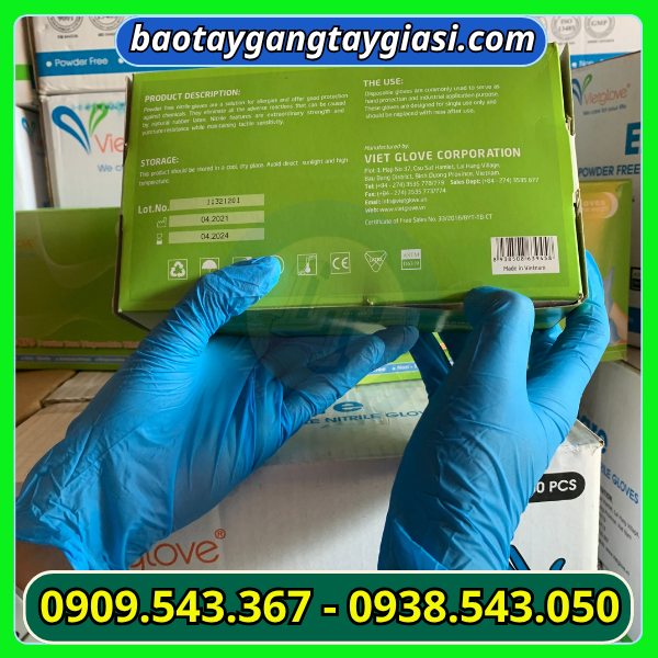 Găng tay y tế Vietglove EZCARE màu xanh Găng tay y tế Vietglove EZCARE