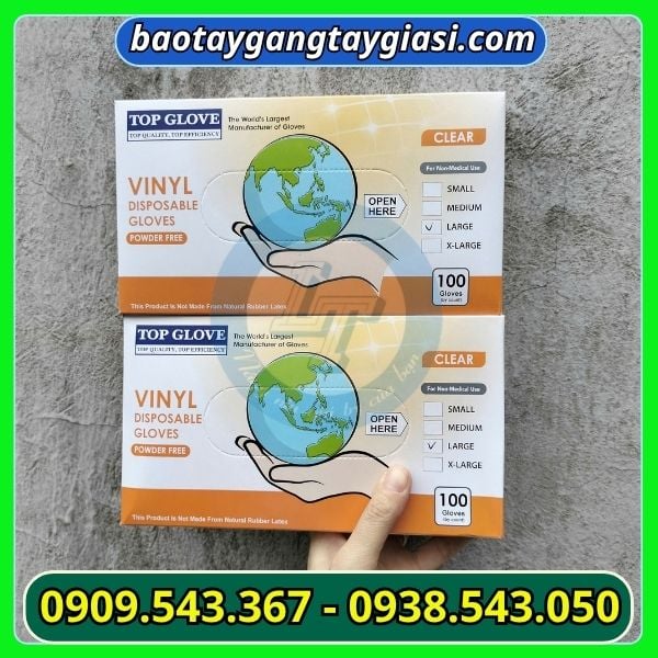 Găng tay cao su Vynil hộp 100 cái Găng tay cao su Vynil hộp 100 cái