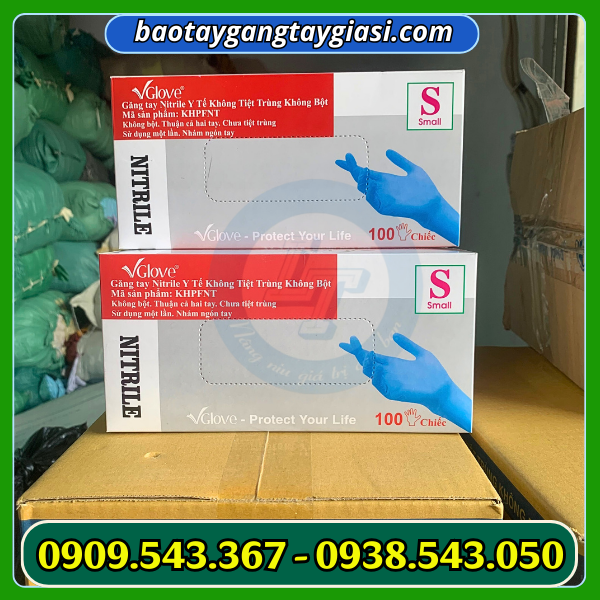 Găng tay y tế màu xanh size S Găng tay y tế màu xanh