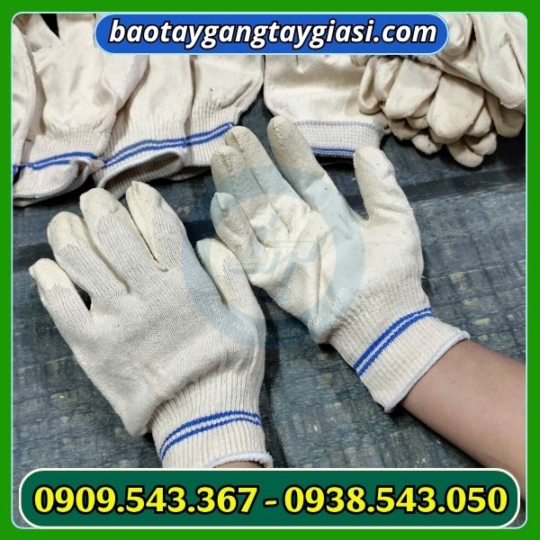 Găng tay len phủ cao su bám sát tay, co giãn linh hoạt Găng tay len phủ cao su