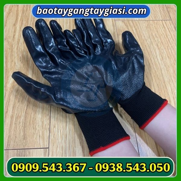 Găng tay phủ sơn đen giá tốt Găng tay phủ sơn xanh