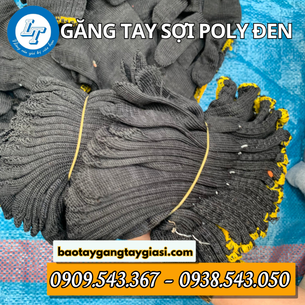 Găng tay sợi poly đen