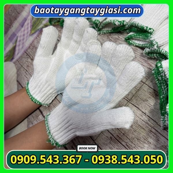 Găn tay len cotton trắng Găn tay len cotton trắng