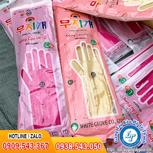 Sỉ rẻ găng tay cao su Đông Cầu Vồng nếp nhăn Sỉ rẻ găng tay cao su Đông Cầu Vồng nếp nhăn