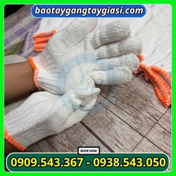 Găn tay len cotton trắng đeo thoải mái Găn tay len cotton trắng