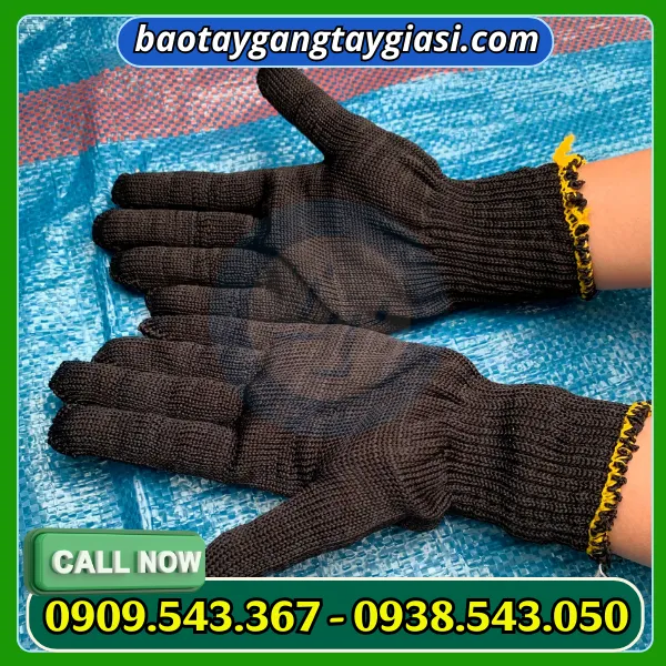 GĂNG TAY SỢI POLY ĐEN
