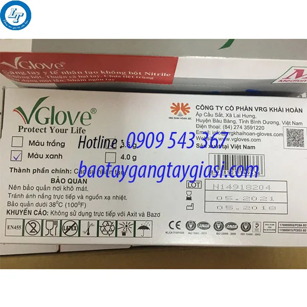 GĂNG TAY Y TẾ VGLOVE XANH KHÔNG BỘT