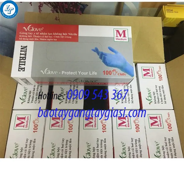 GĂNG TAY Y TẾ VGLOVE XANH KHÔNG BỘT