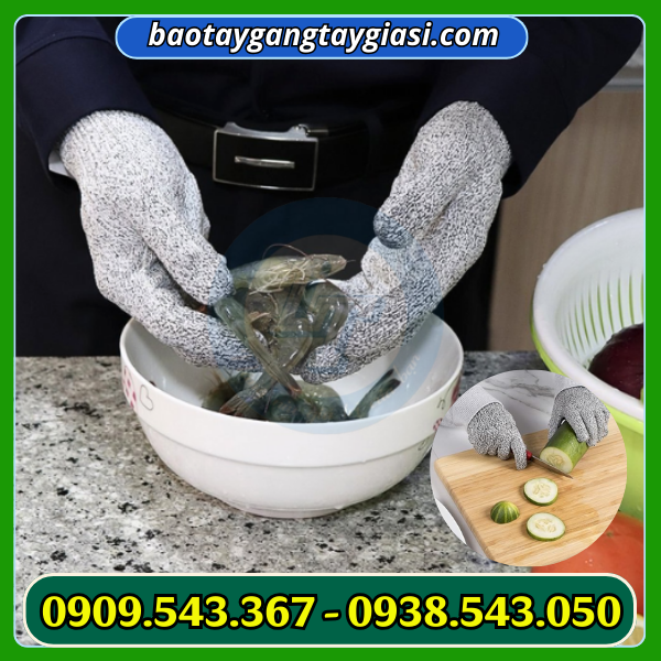 Ứng dụng găng tay chống cắt màu xám ứng dụng găng tay chống cắt màu xám