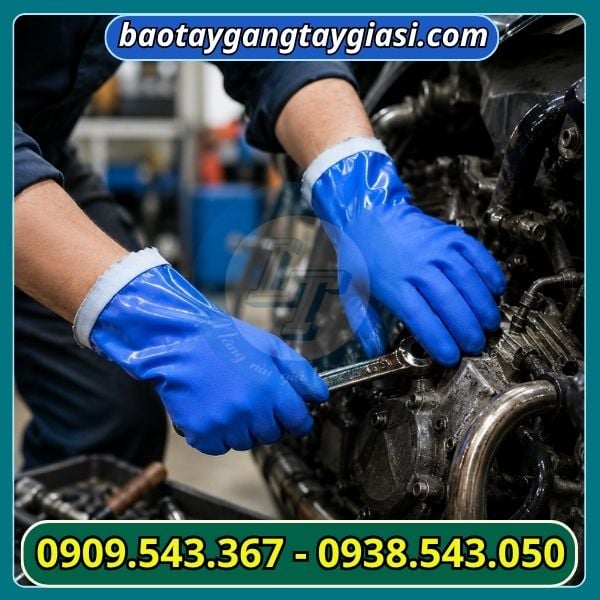 Ứng dụng găng tay chống dầu khi sửa xe Găng tay chống dầu hoá chất giá sỉ