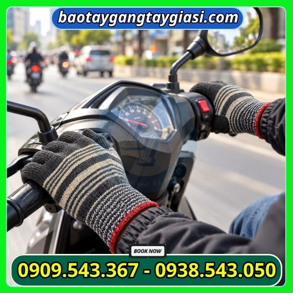 Găng tay poly thời trang bảo vệ tay khi đi xe máy Găng tay poly thời trang giá sỉ