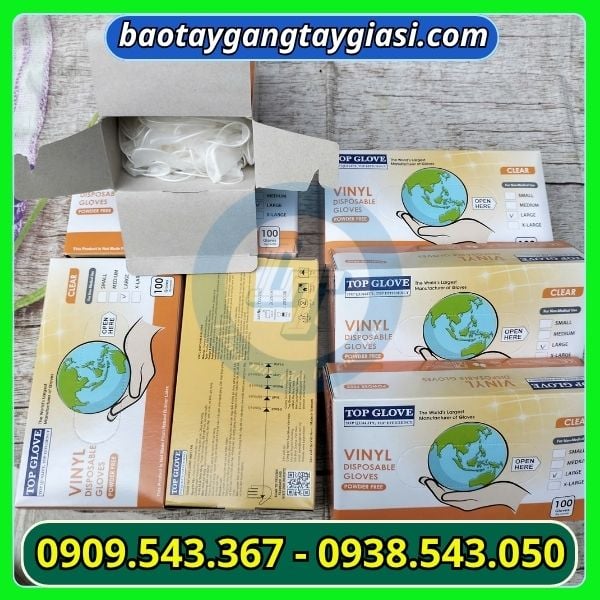 Găng tay Vynil trong suốt hộp 100 chiếc Găng tay Vynil trong suốt