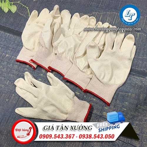 Xưởng sỉ rẻ găng tay len trắng phủ cao su bảo hộ Xưởng sỉ rẻ găng tay len trắng phủ cao su bảo hộ