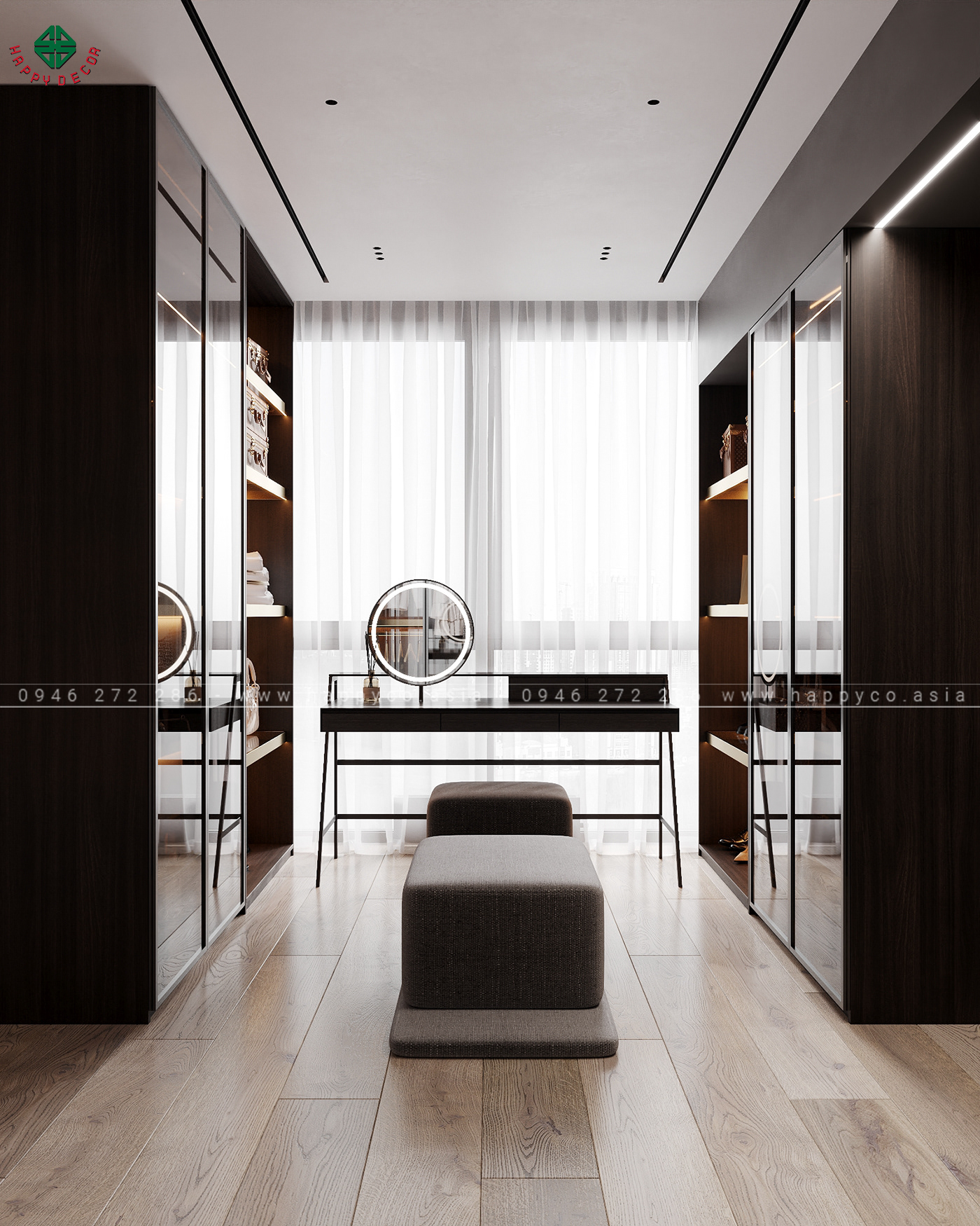 Happy Decor áp dụng phong cách thiết kế hiện đại, tập trung vào sự tối giản để tạo nên không gian rộng rãi