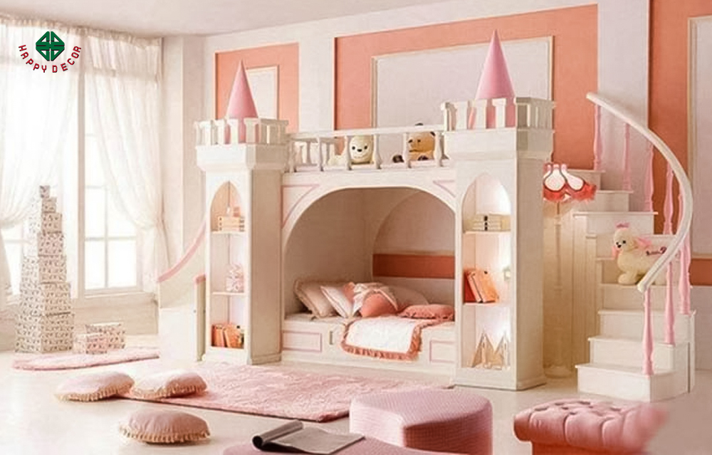 Giường Tầng Công Chúa Xinh Xắn Cho Bé Gái