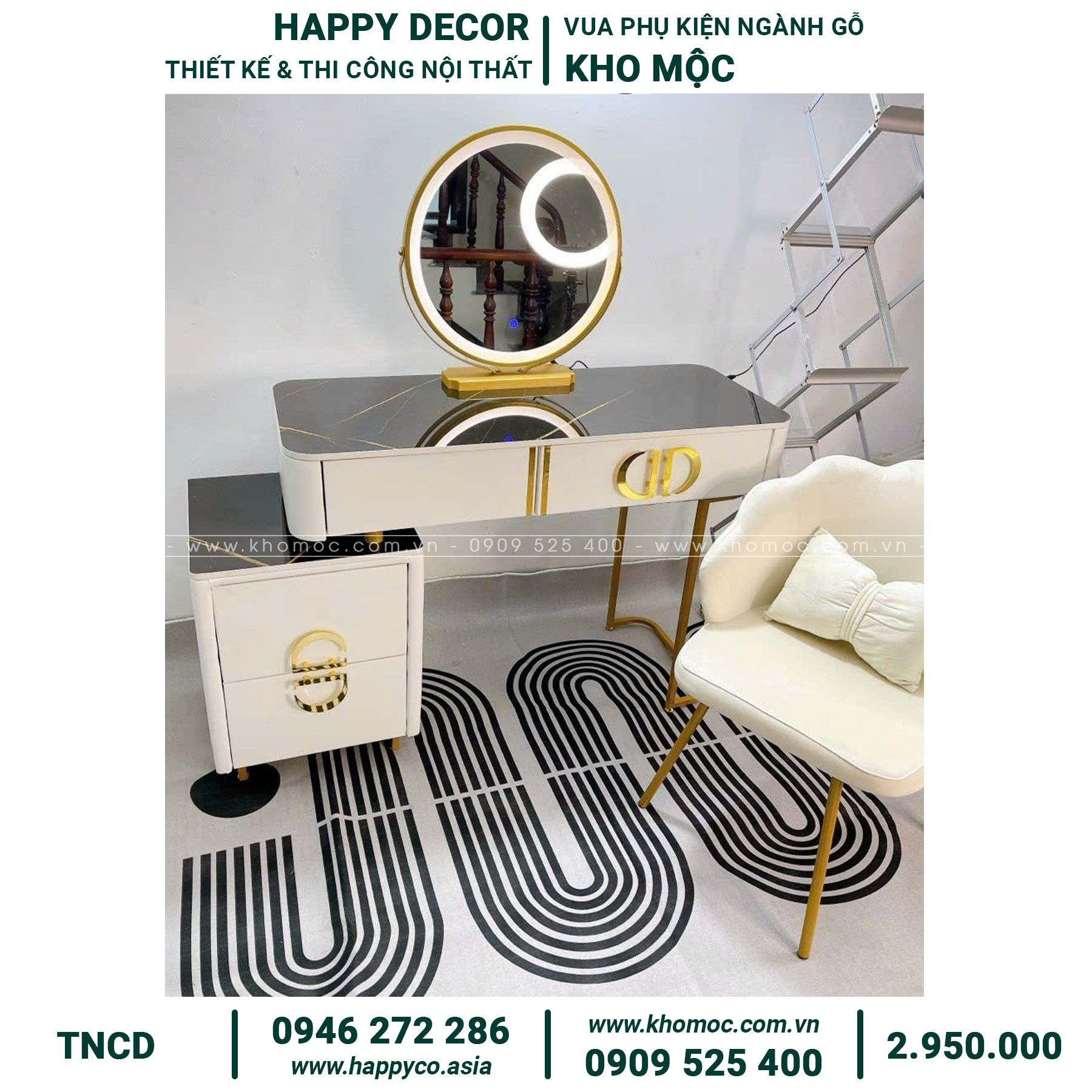 Bàn trang điểm gỗ MDF bọc nhựa hiện đại TNCD