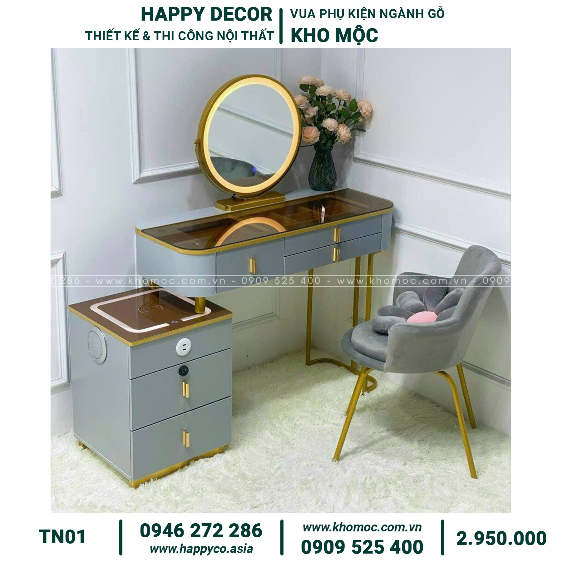 Bàn trang điểm gỗ MDF thanh lịch TN01