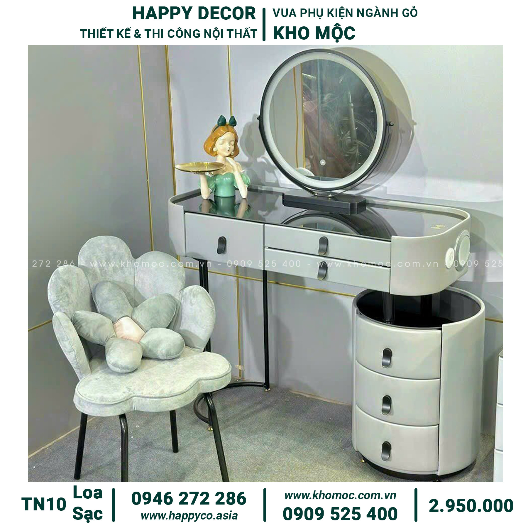 Bàn trang điểm gỗ MDF kết hợp loa sạc TN10S