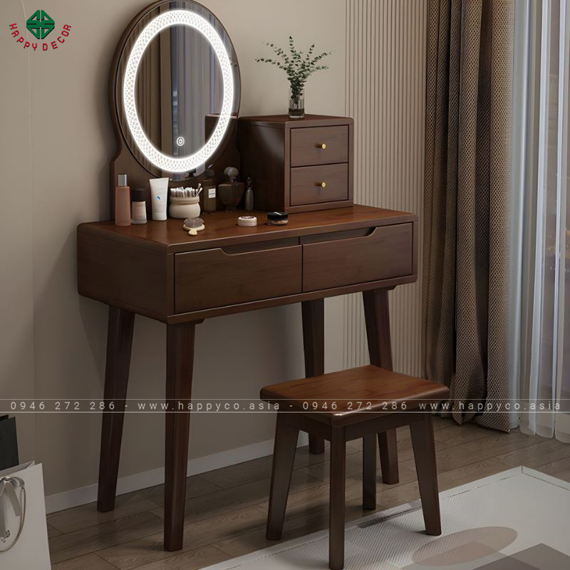 Bàn trang điểm gỗ cao su tự nhiên sang trọng BP6855