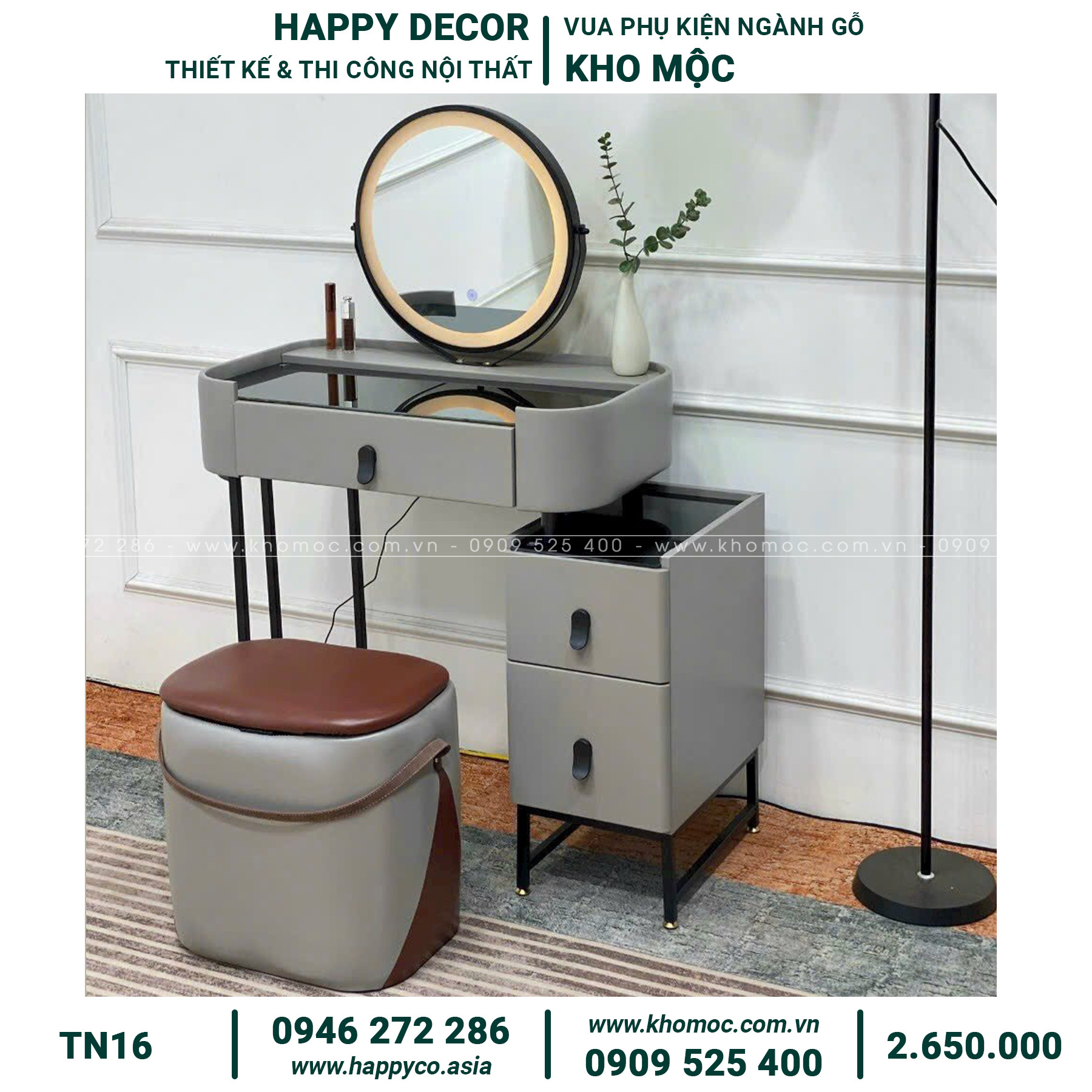 Bàn trang điểm gỗ MDF bọc nhựa hiện đại TN16