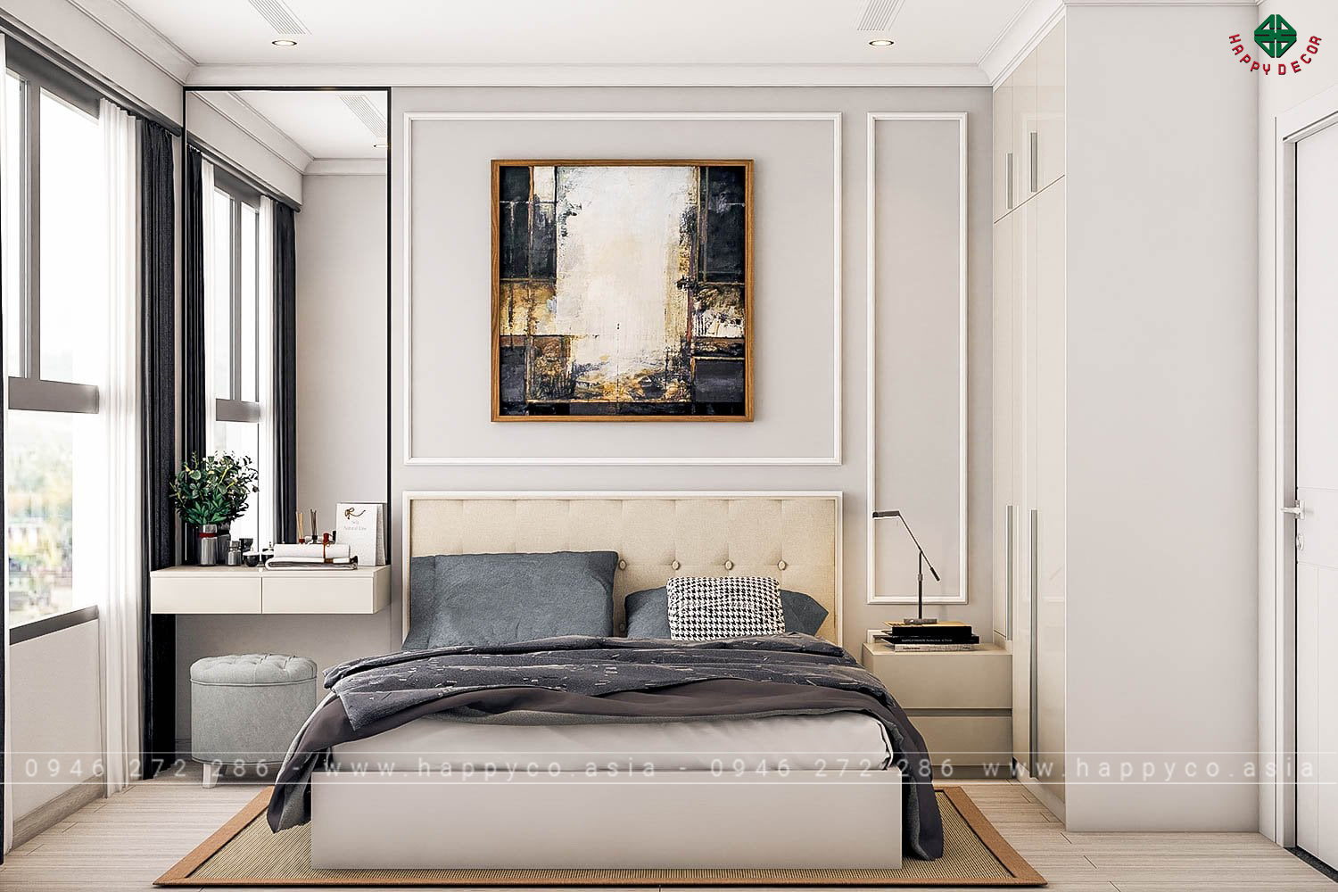 Không gian phòng ngủ với nội thất bằng ván nhựa PVC PIMA - Mẫu 03