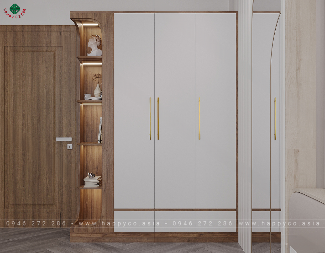 Tủ quần áo kết hợp khoang trang trí ấn tượng TA6828