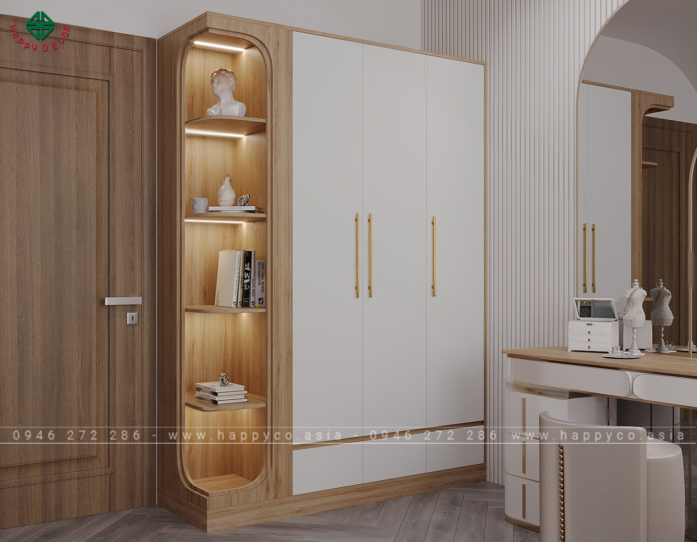 Mẫu tủ quần áo 3 buồng TA6828