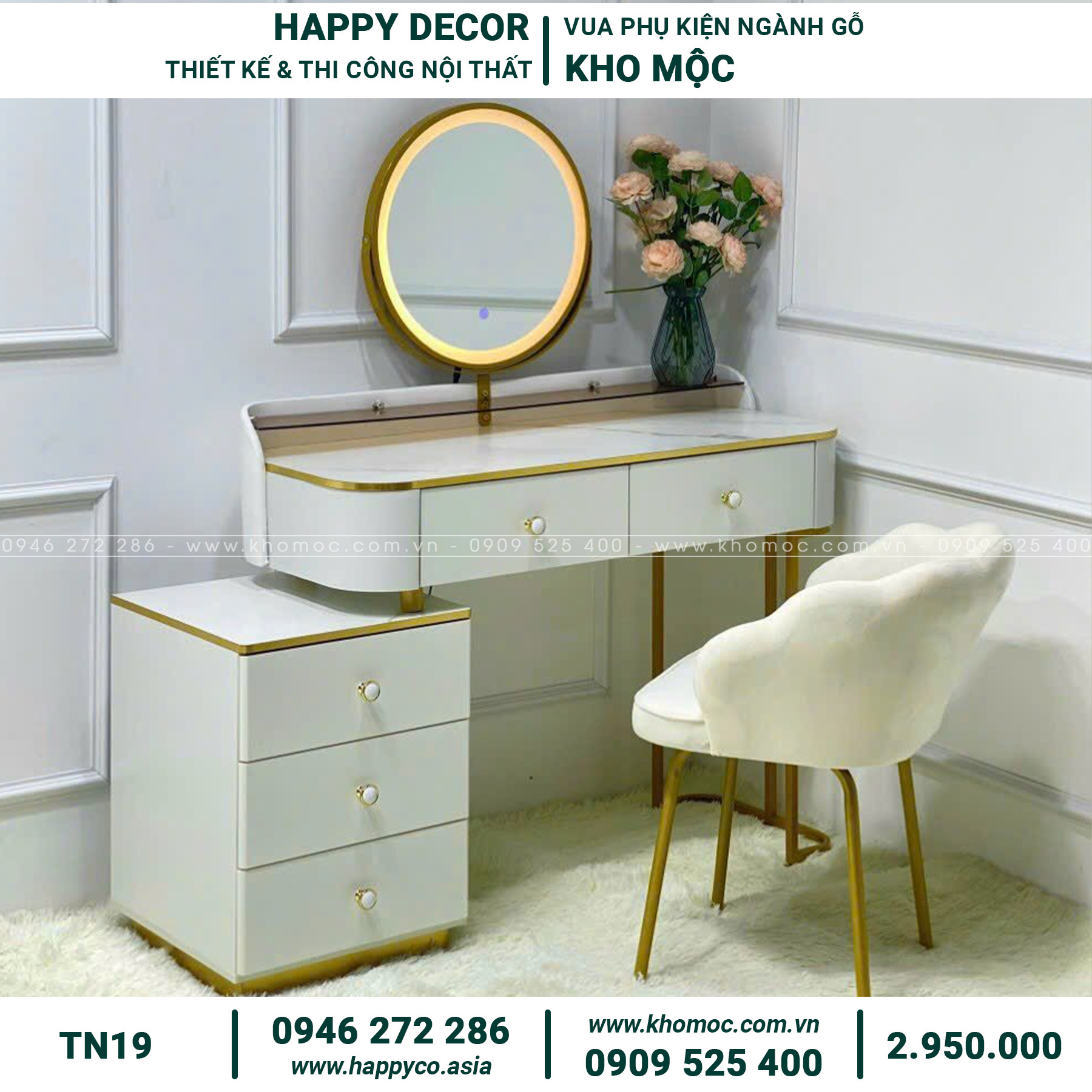 Bàn trang điểm gỗ MDF thanh lịch TN19