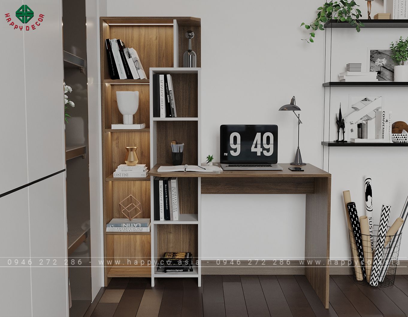 Bàn làm việc kèm tủ tài liệu BV6804