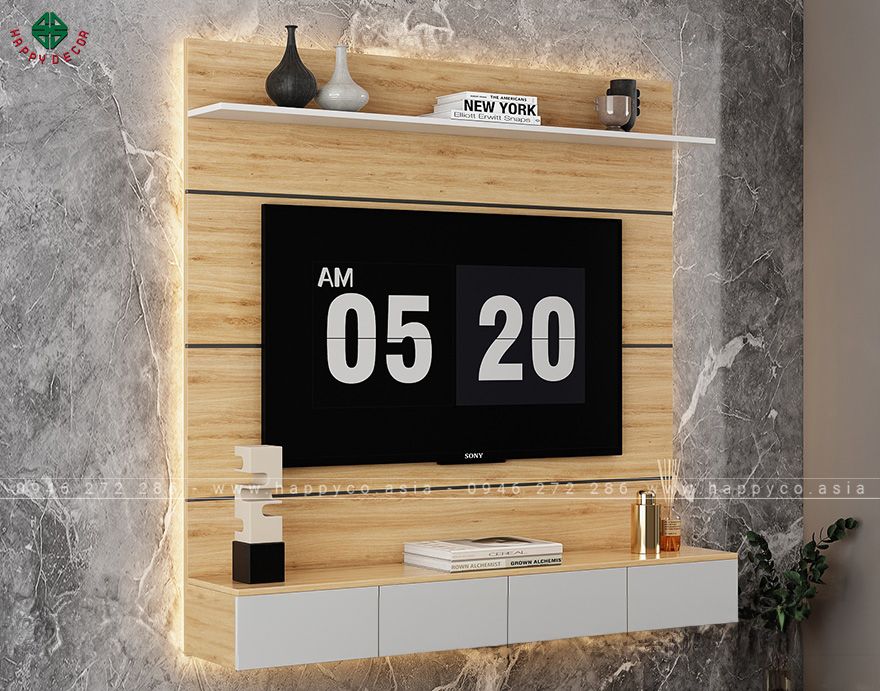 Mẫu kệ tivi treo tường đơn giản KT6813