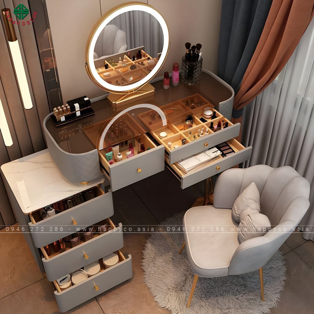 Bàn trang điểm gỗ công nghiệp hiện đại, độc đáo BP6845