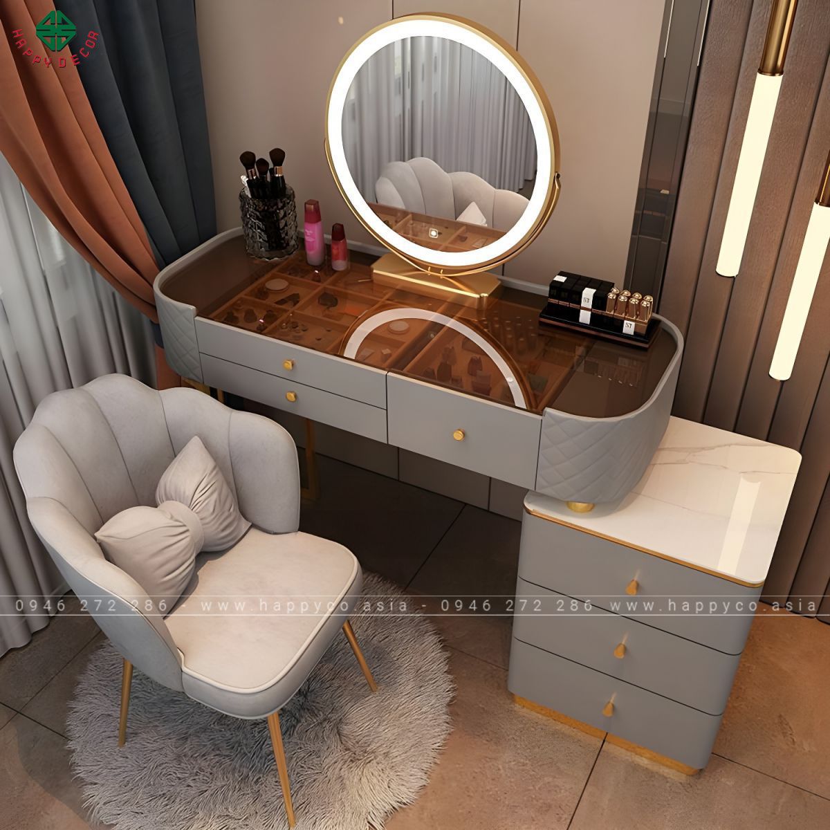 Bàn trang điểm gỗ công nghiệp hiện đại tinh tế BP6845