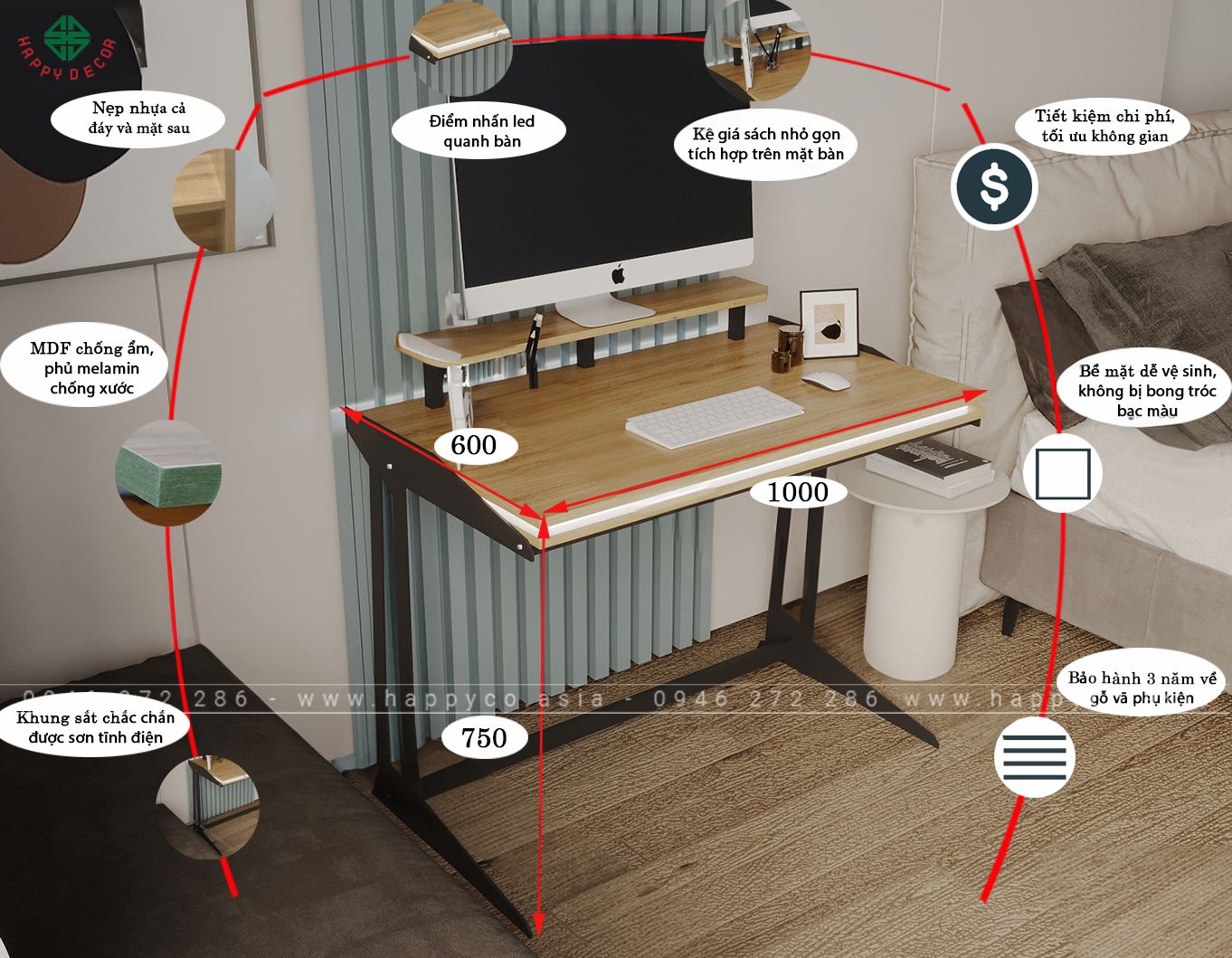 Bàn máy tính bàn gaming đẹp BV6813