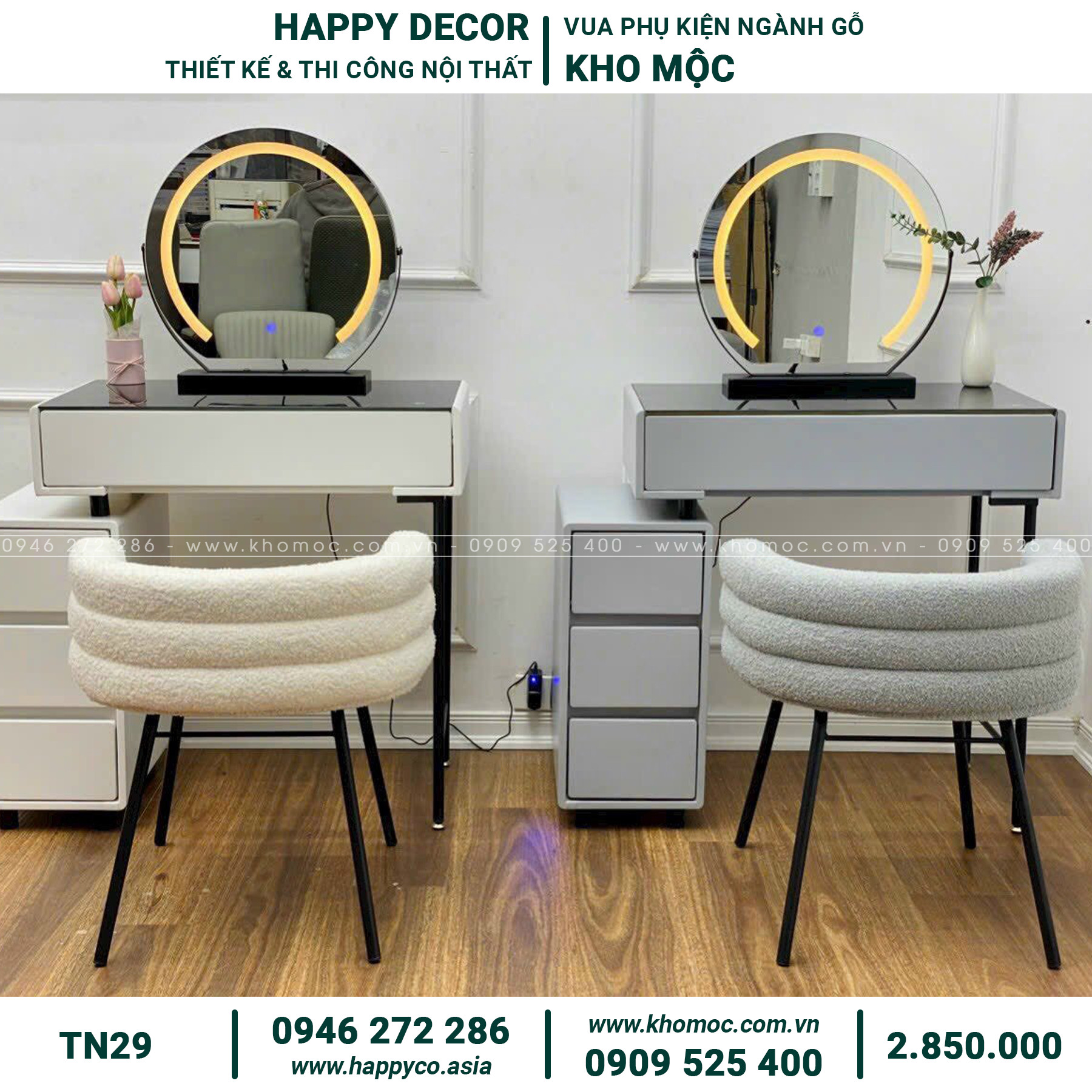 Bàn trang điểm gỗ MDF bọc nhựa TN29