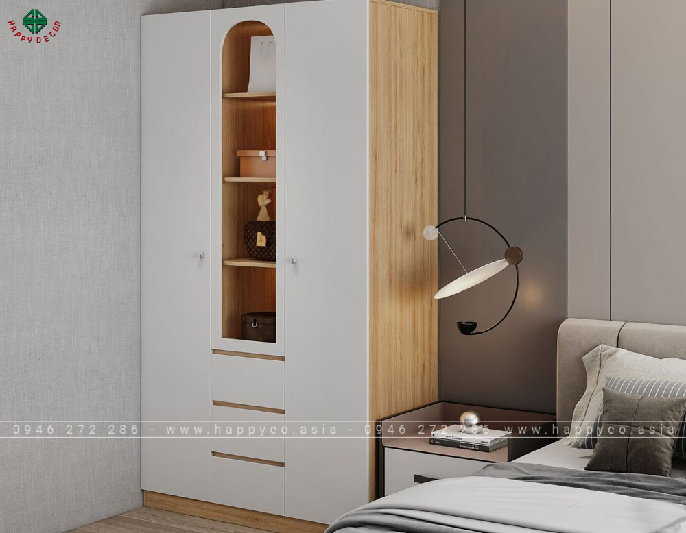 Tủ quần áo gỗ 2 buồng đẹp TA6830