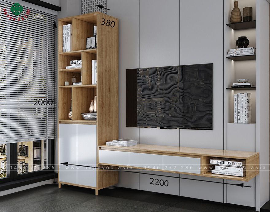 Kệ tivi kết hợp giá sách KT6810