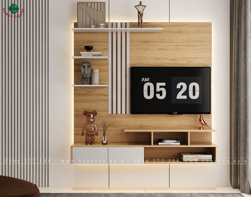 Kệ tivi treo tường phòng khách hiện đại KT6814